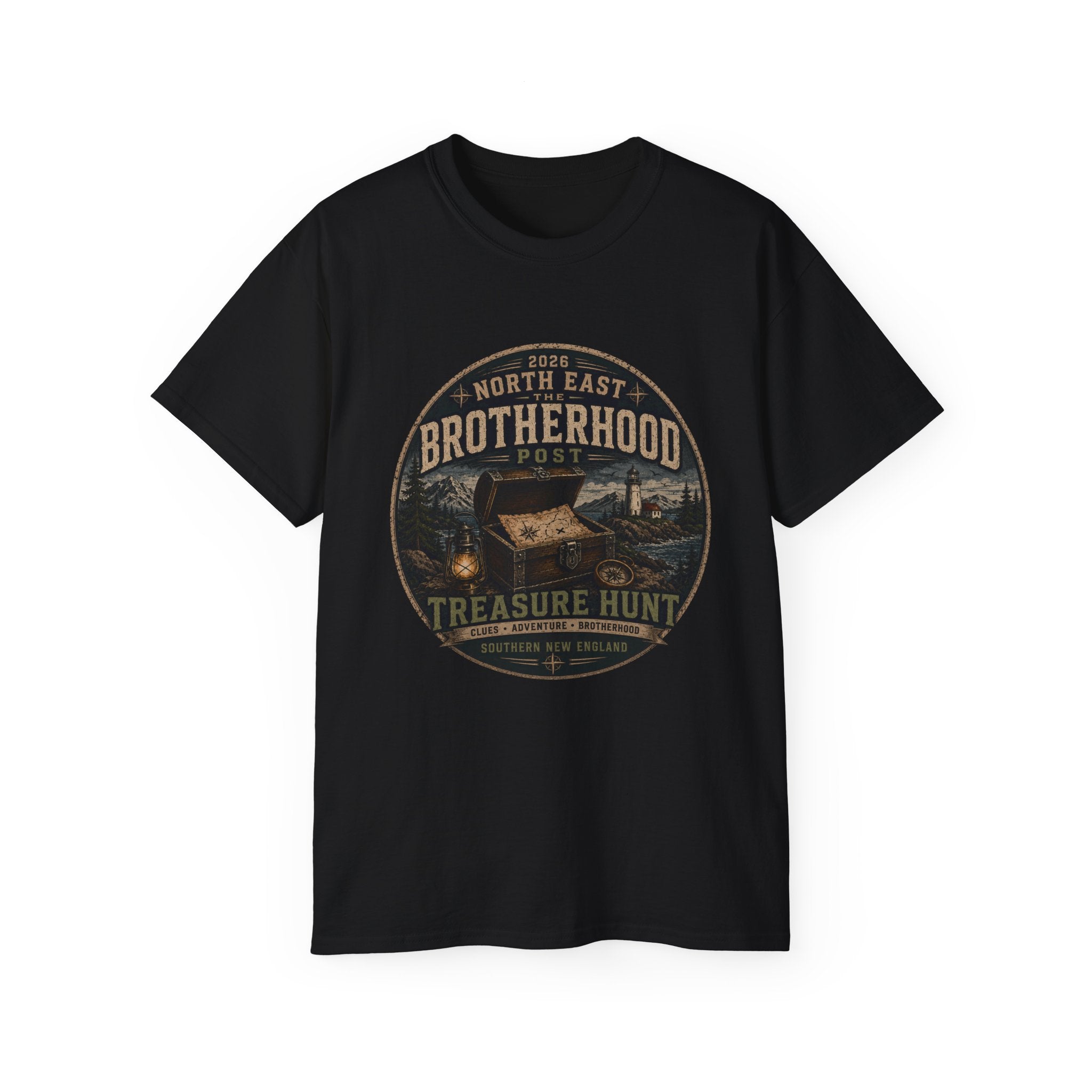 Brotherhood Post Treasure Hunt T-Shirt — North East Vintage Camping Adventure Tee