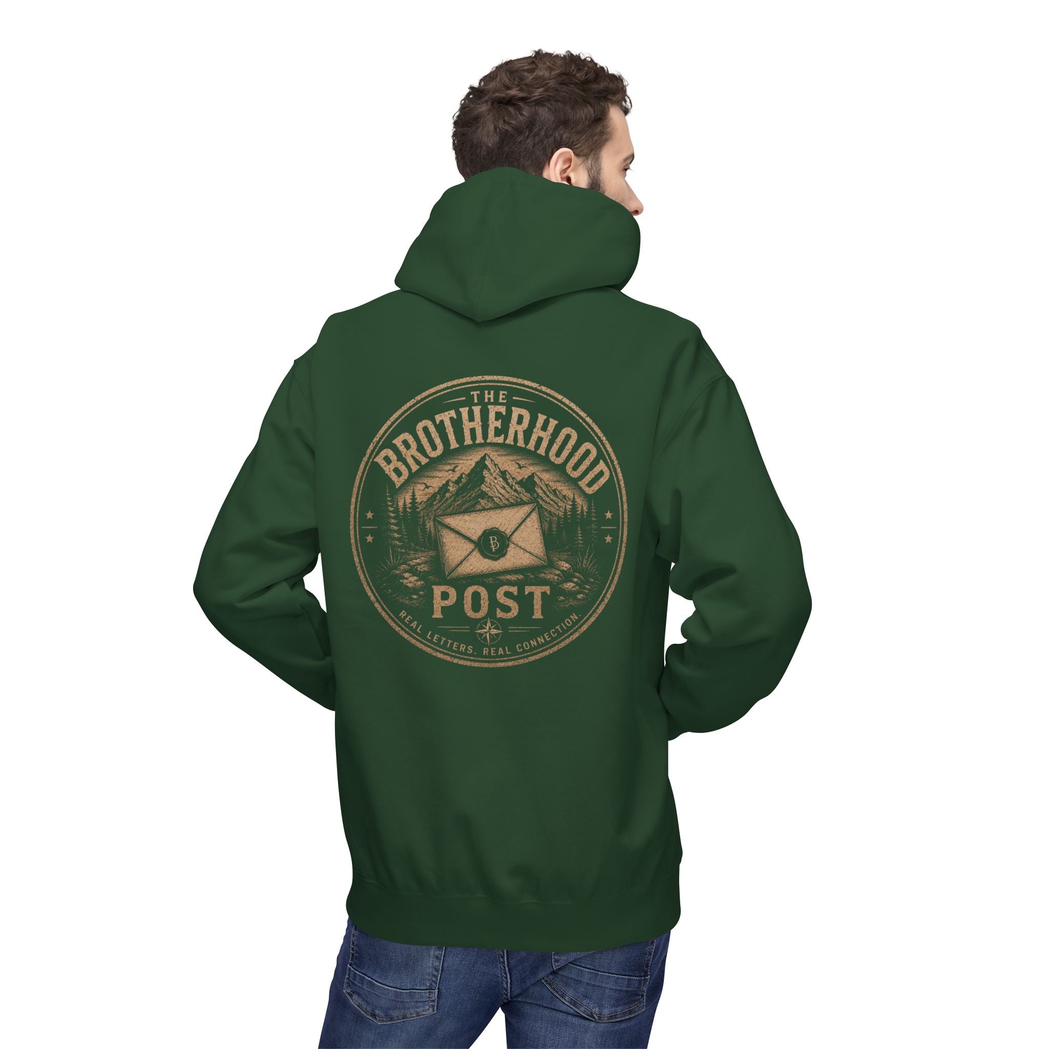 Brotherhood Post Hoodie — Vintage Mountain Mail Logo