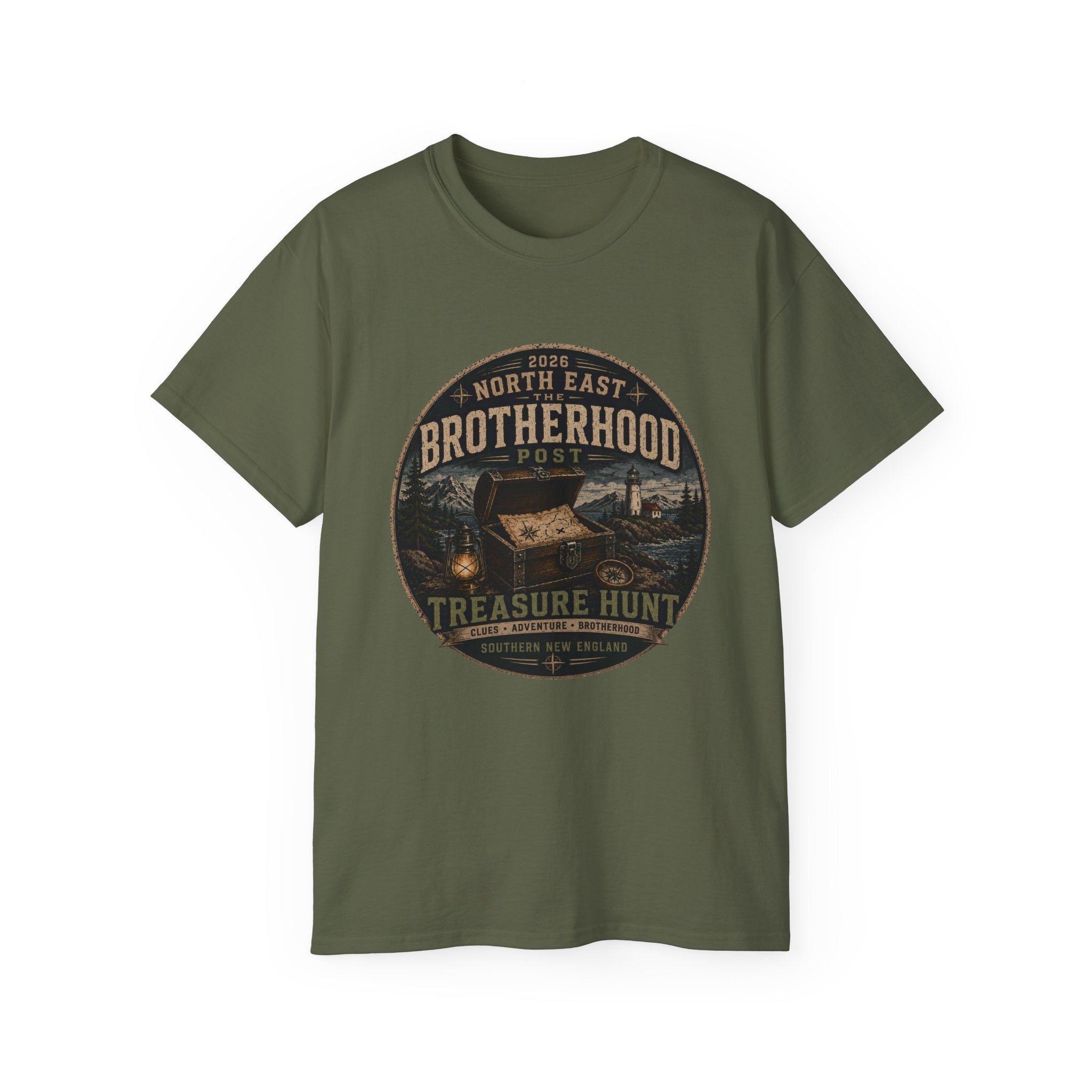 Brotherhood Post Treasure Hunt T-Shirt — North East Vintage Camping Adventure Tee