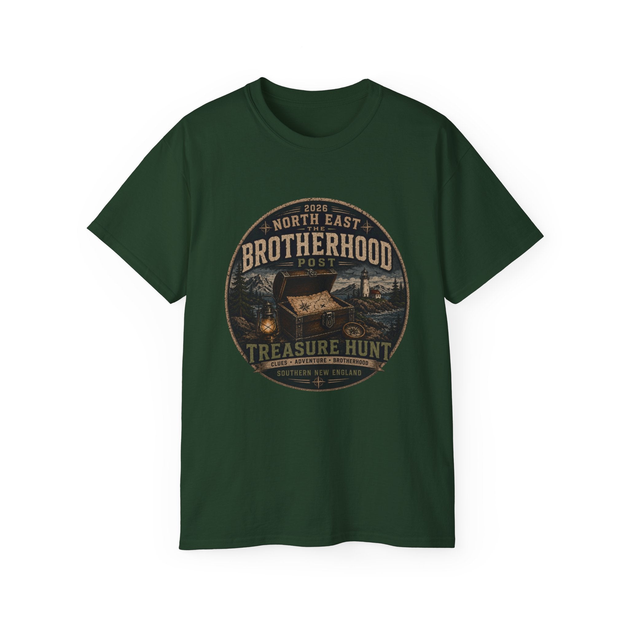Brotherhood Post Treasure Hunt T-Shirt — North East Vintage Camping Adventure Tee