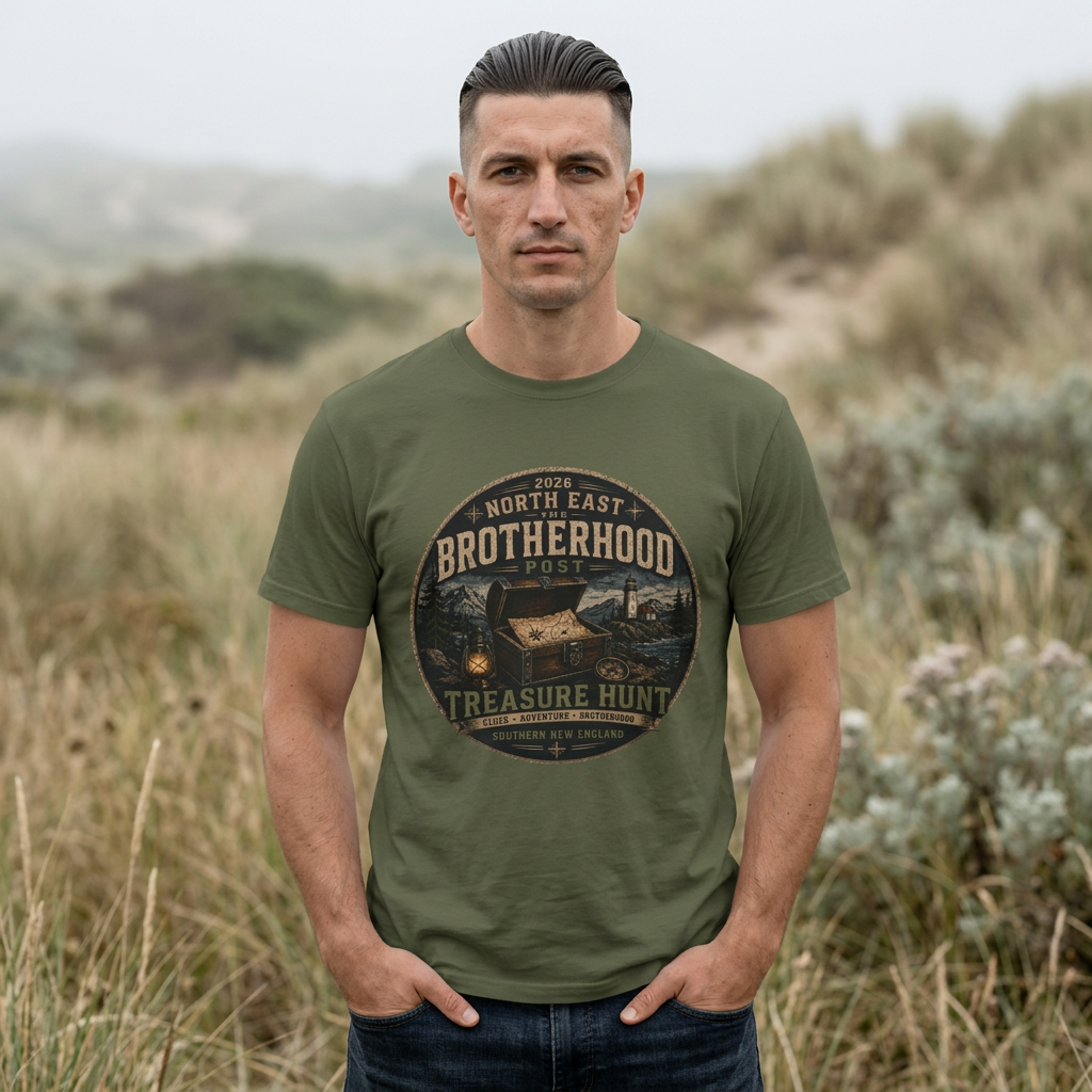 Brotherhood Post Treasure Hunt T-Shirt — North East Vintage Camping Adventure Tee
