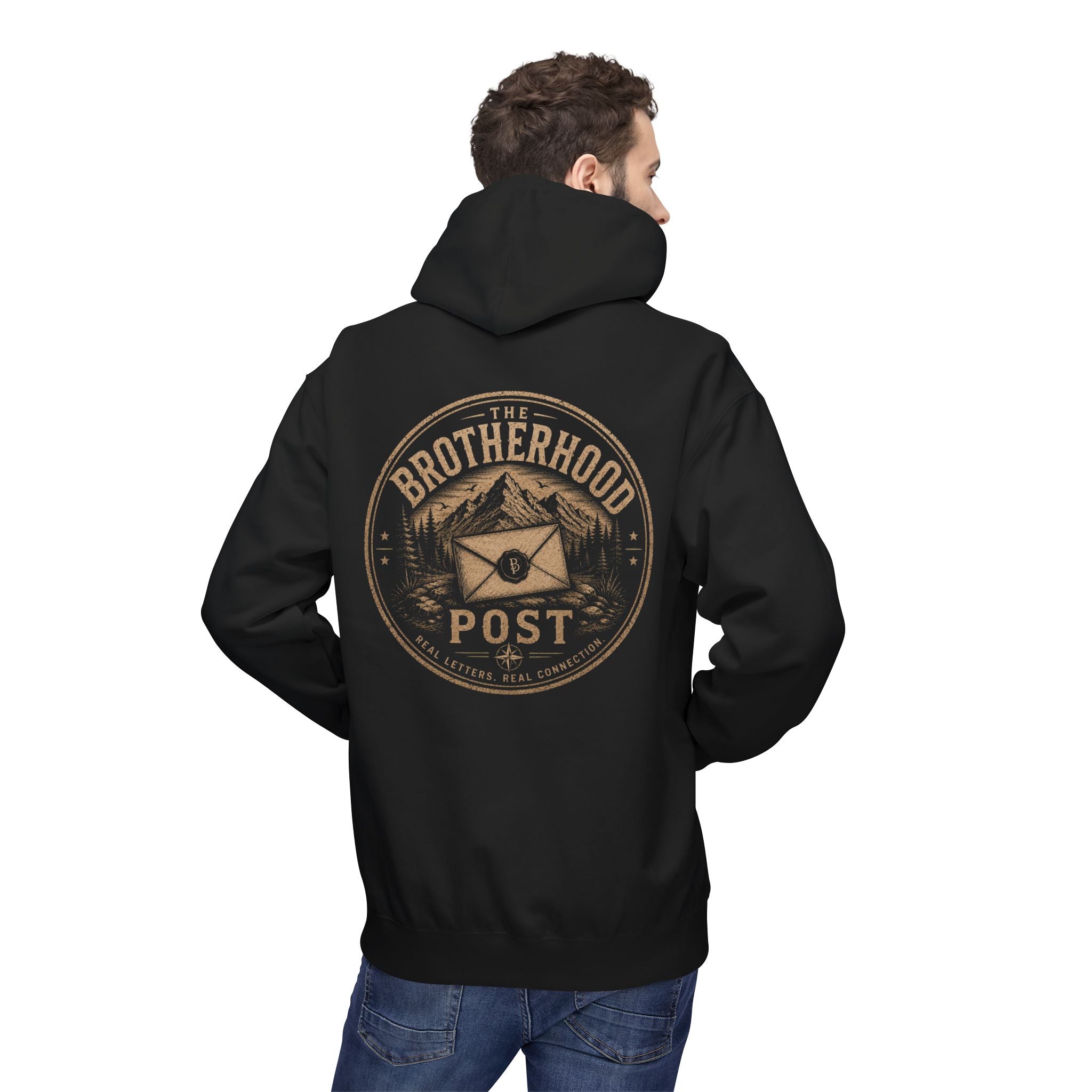 Brotherhood Post Hoodie — Vintage Mountain Mail Logo